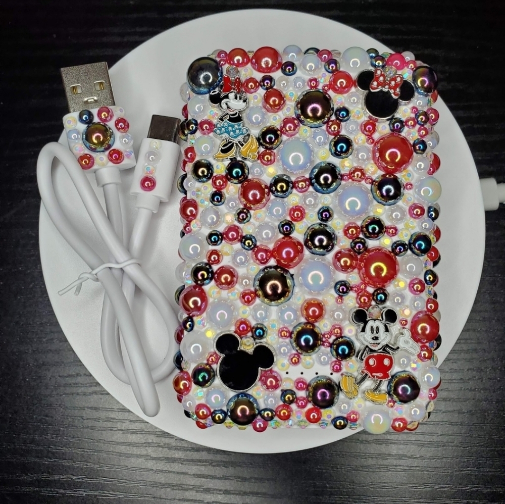Decorative Beaded Mini Power Bank with USB Cable